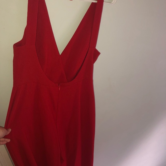 Low Back Cherry Red Jumpsuit - Picture 2 of 3